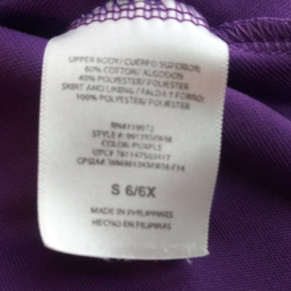 Disney Tinkerbell Dress Purple 6-6x - Picture 7 of 8